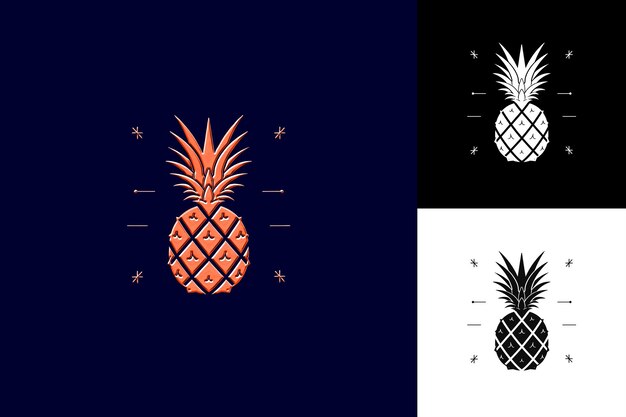 Pineapple With Banana Leaf Borders and Simple Graphics With Creative Illustration Vector Design