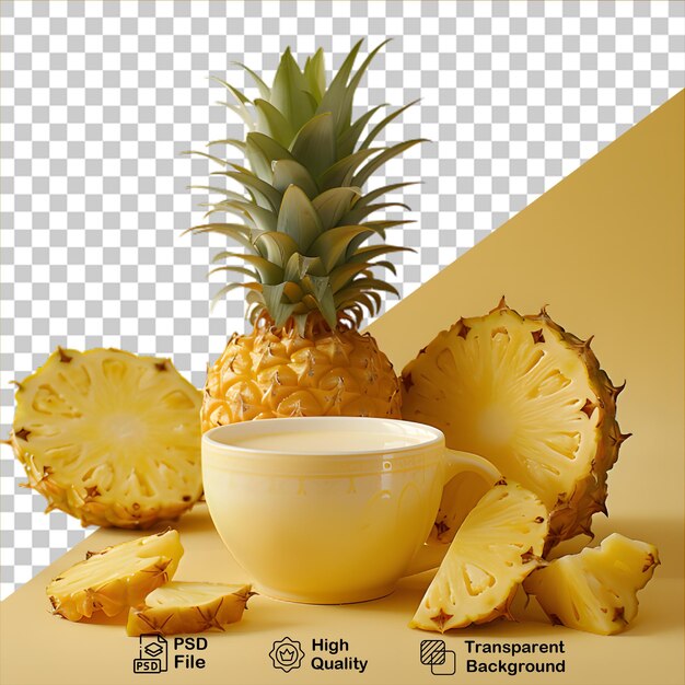 PSD pineapple with coffee cup isolated on transparent background include png file