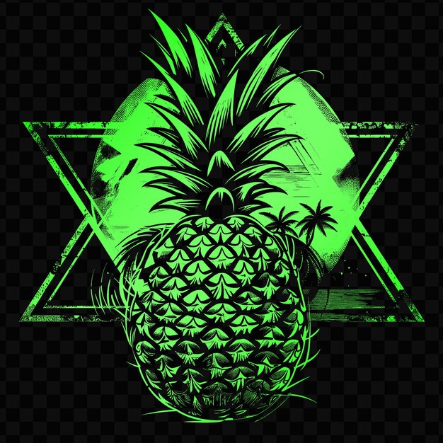 PSD a pineapple with a green background with a star on the top