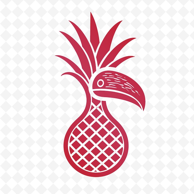 A pineapple with a red pineapple on a white background