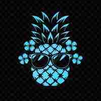 PSD a pineapple with sunglasses on a black background