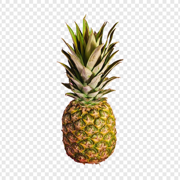 a pineapple with a transparent background with a green stem