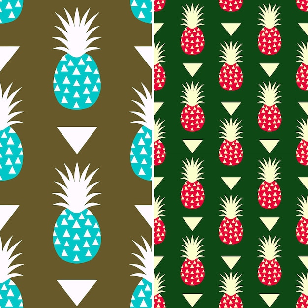 PSD pineapples on a green background with a triangle in the middle