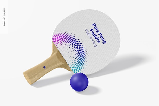 PSD ping pong paddle mockup, perspective view