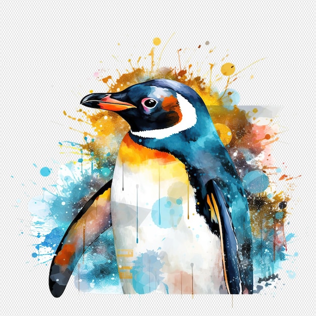 PSD pinguïn geïllustreerd in geïsoleerde aquarel