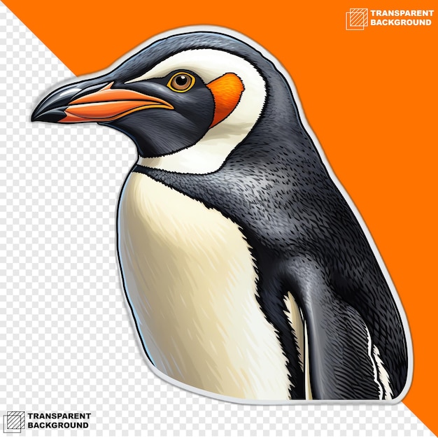 PSD pingwiny głowa cyfrowa naklejka na przezroczystym tle