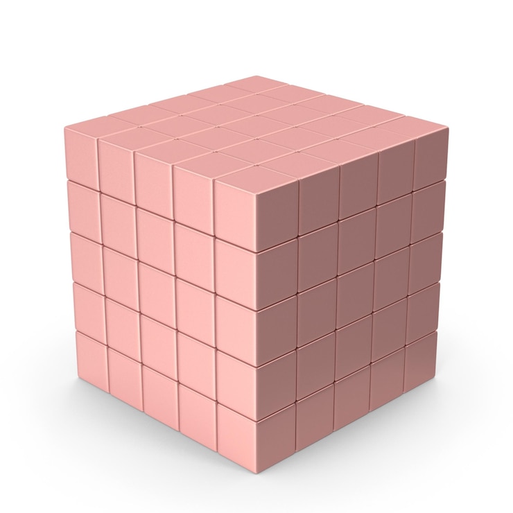 PSD a pink 3d cube composed of stacked blocks