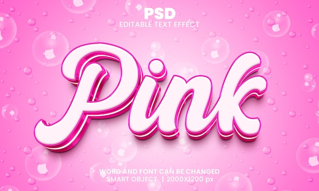 PSD pink 3d editable photoshop text effect style with background