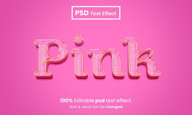 배경이 있는 분홍색 3d 편집 가능한 프리미엄 텍스트 효과