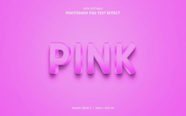 Pink 3d editable psd text effect