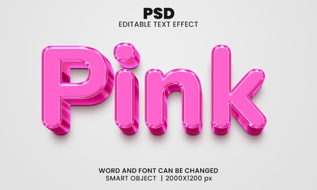 Pink 3d editable text effect Premium Psd with background