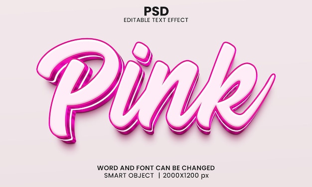 pink 3d editable text effect premium psd with background