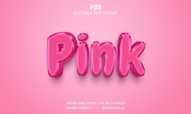 Pink 3d editable text effect Premium Psd with background