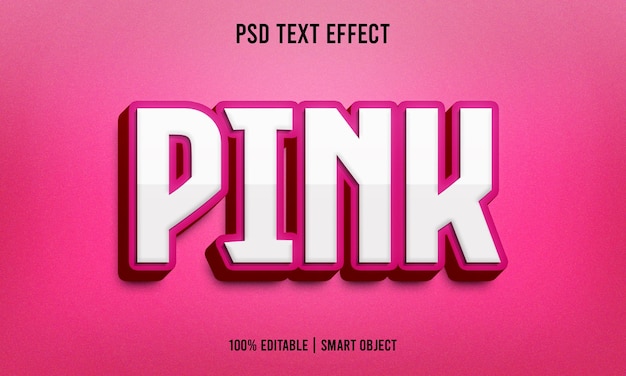 Pink 3d editable text effect premium psd with background