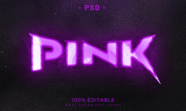 Pink 3d editable text effect style with background