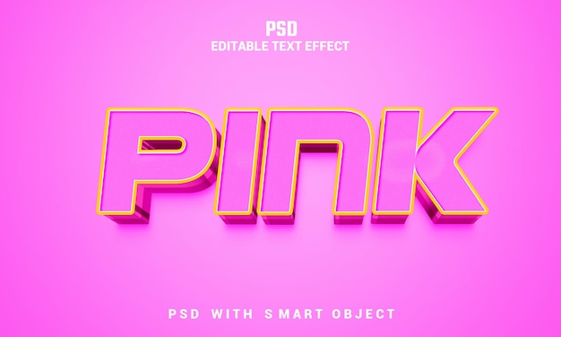 PSD pink 3d editable text effect with background premium psd