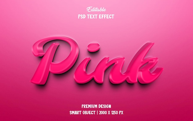 Розовый 3d редактируемый текстовый эффект