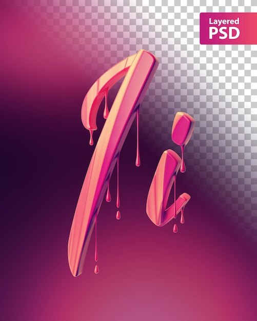 Lettera 3d rosa con effetto gocciolante