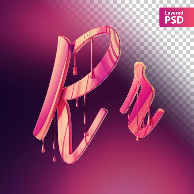 Pink 3d letter with dripping effect