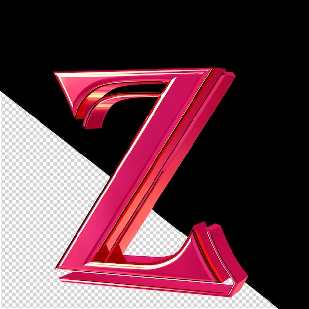 Pink 3d letters view from right letter z