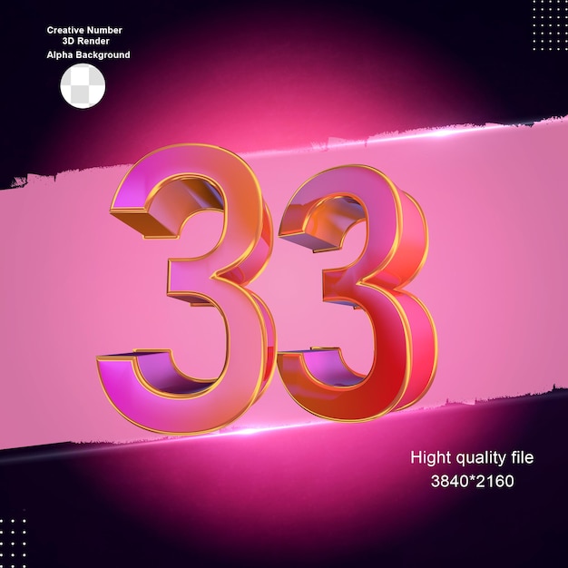 डिजाइन के लिए गुलाबी 3डी नंबर 33