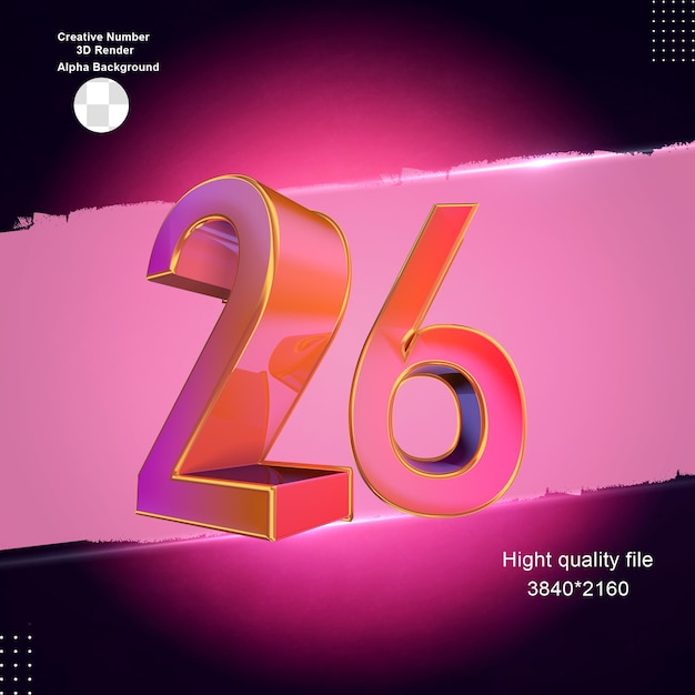 pink 3d number26 for design