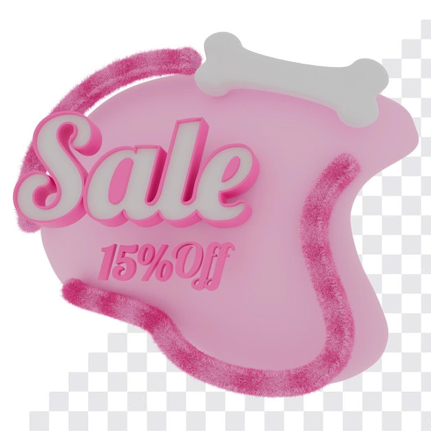 Pink 3d pet sale illustration