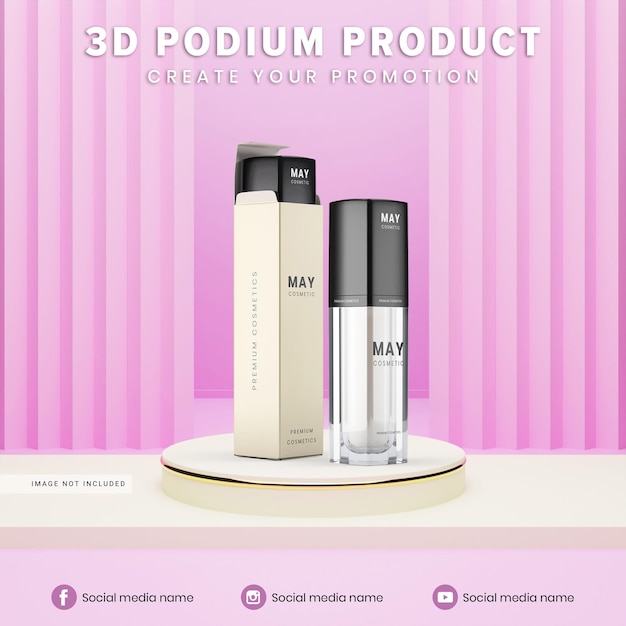 Pink 3d podium product display mockup