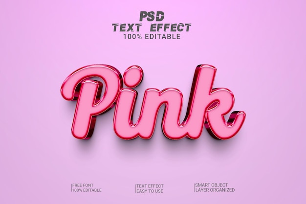 Pink 3d psd text effect style