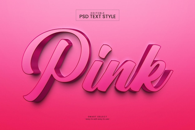 Pink 3d psd text style effect