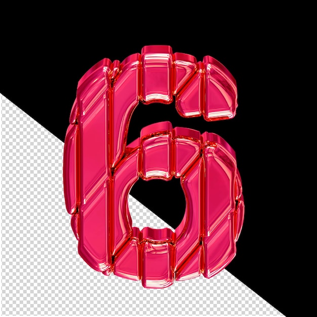 PSD pink 3d symbol in a frame number 6