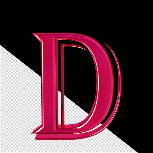 PSD pink 3d symbol letter d