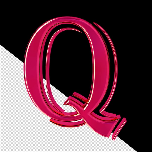 Pink 3d symbol letter q