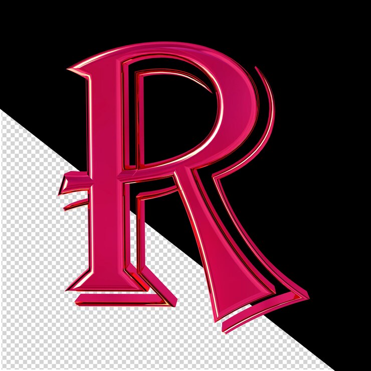 PSD pink 3d symbol letter r