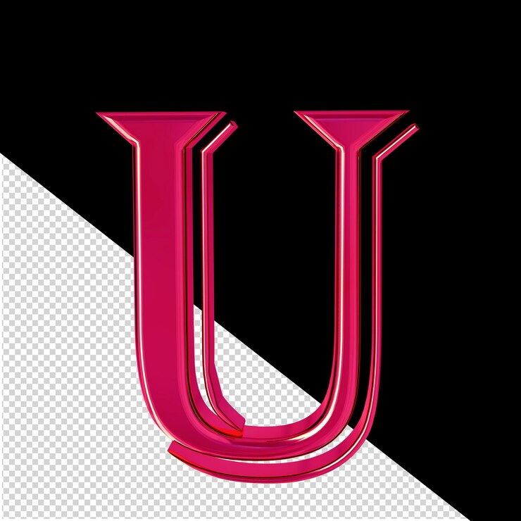 PSD pink 3d symbol letter u