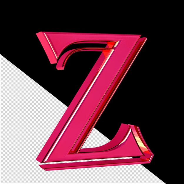 Pink 3d symbol view from left letter z