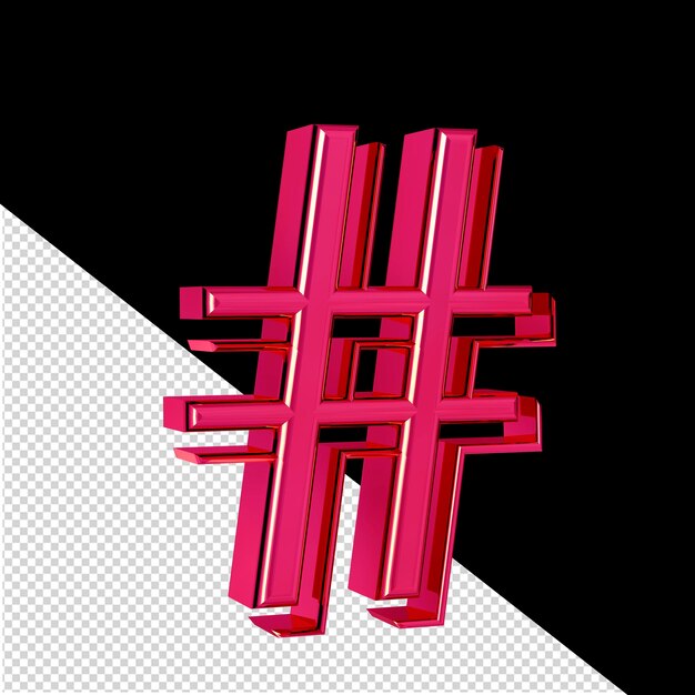 PSD pink 3d symbol view from left