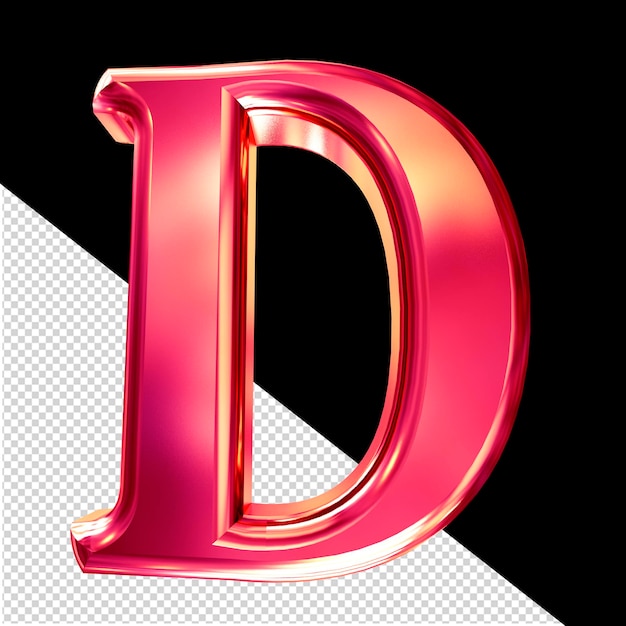 Pink 3D symbol with bevel letter d