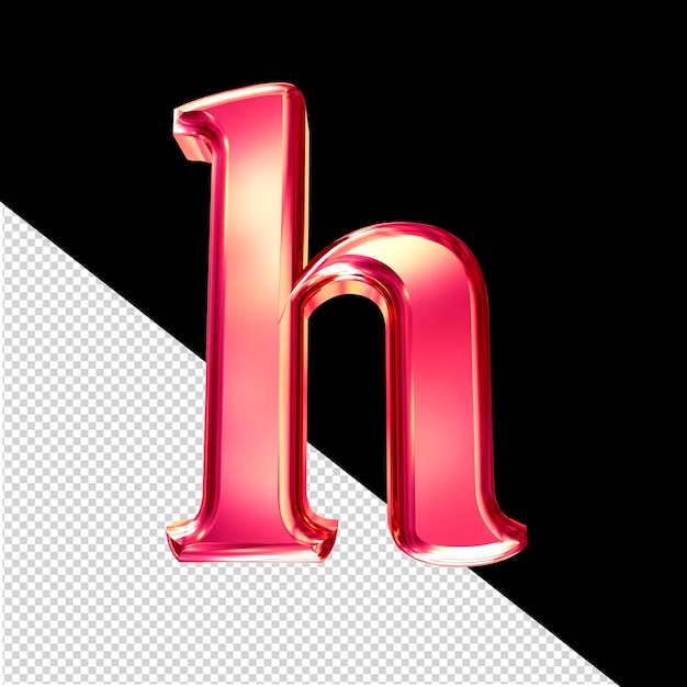 PSD pink 3d symbol with bevel letter h