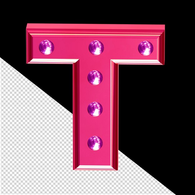 PSD pink 3d symbol with metal rivets letter t