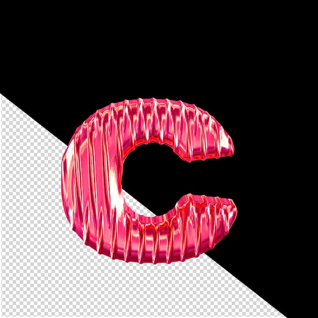 PSD pink 3d symbol with vertical ribs letter c