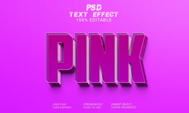 핑크 3d 텍스트 효과 Psd 파일