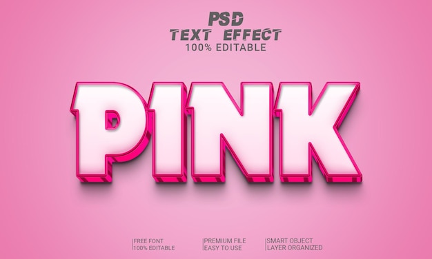 Pink 3D Text Effect PSD File