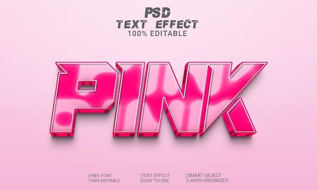 File psd in stile effetto testo 3d rosa