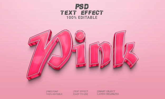 핑크 3D 텍스트 효과 스타일 PSD 파일