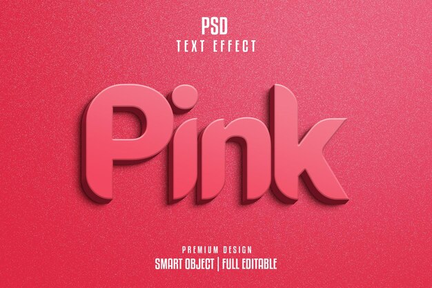 Pink 3d text effect template