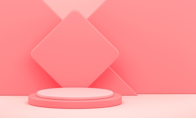 Pink advertising cylinder step podium 3d background geometric showcase realistic illustration