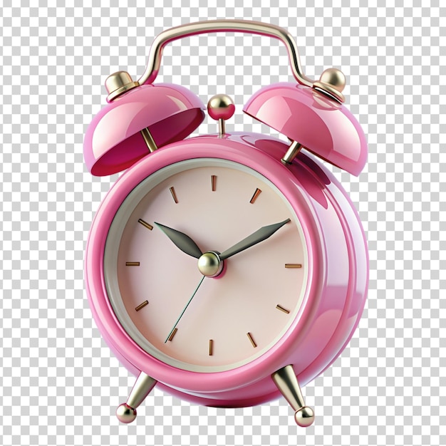 PSD pink alarm clock on transparent background