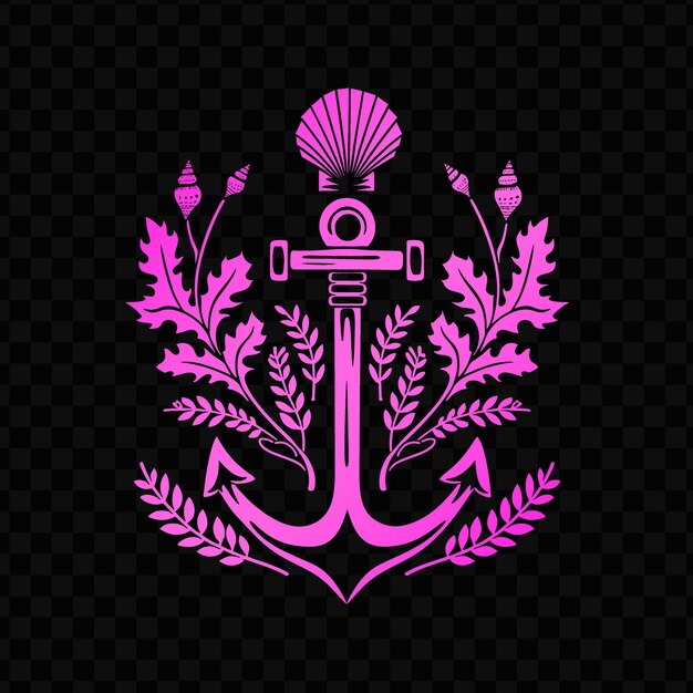 A pink anchor with a crown and a crown on it