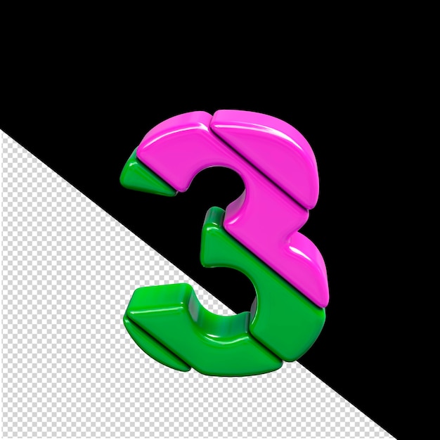 pink and green plastic 3d symbol number